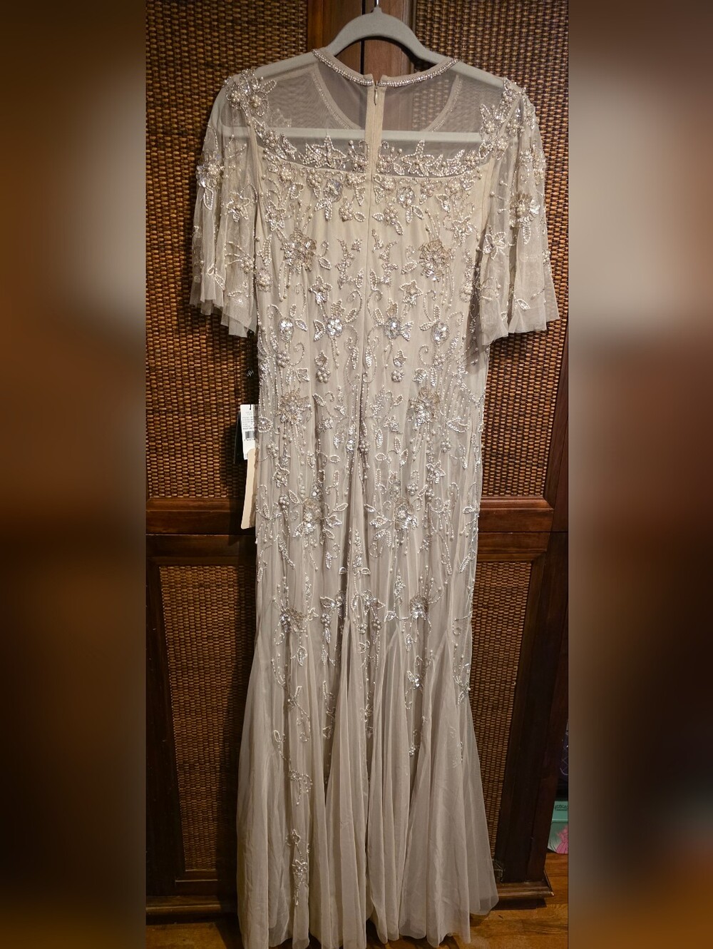 Adrianna Papell Biscotti Beaded Embellished Tulle Gown NWT Size 10 Ptp 18-19 - Picture 3 of 8